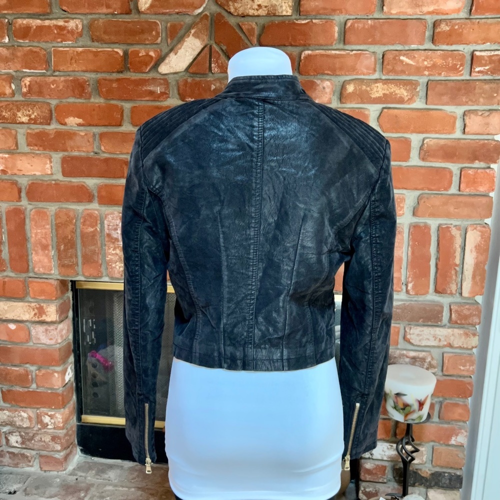 Black MOD Steampunk COUTURE Cropped Studded Moto Rock Faux Leather Jacke… - Picture 12 of 12